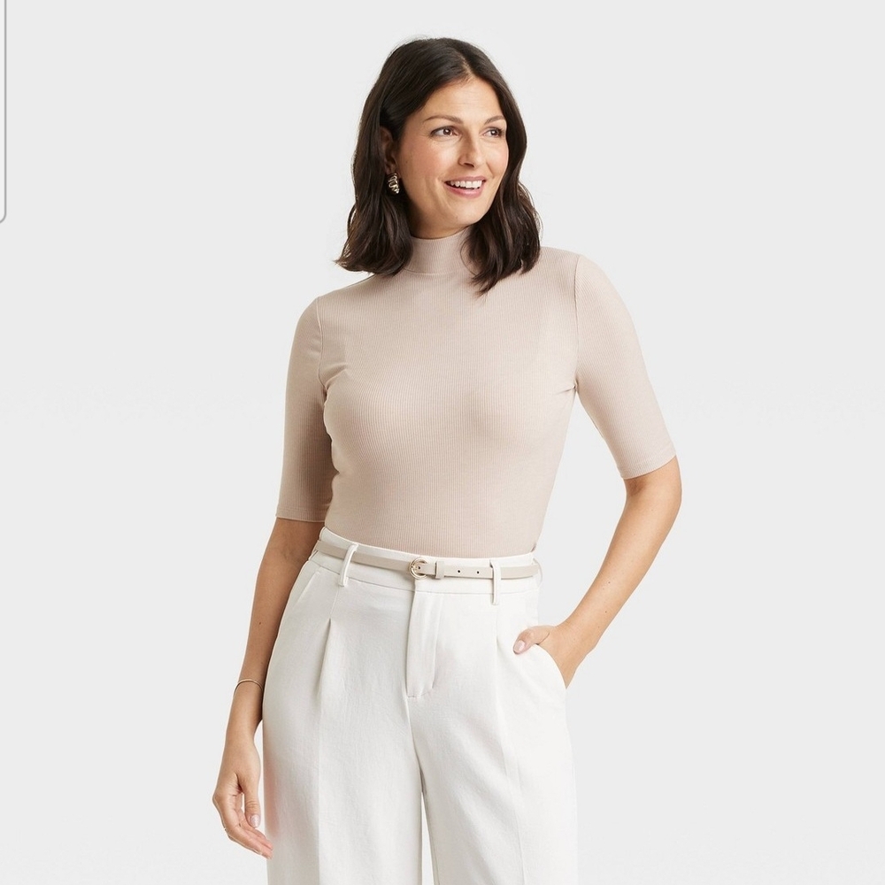 a new day Women's Short Sleeve Top in Light Beige